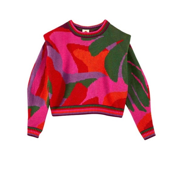 NWT FARM Rio Abstract scarf sweater abstract scarf Size XS S L - Picture 2 of 8